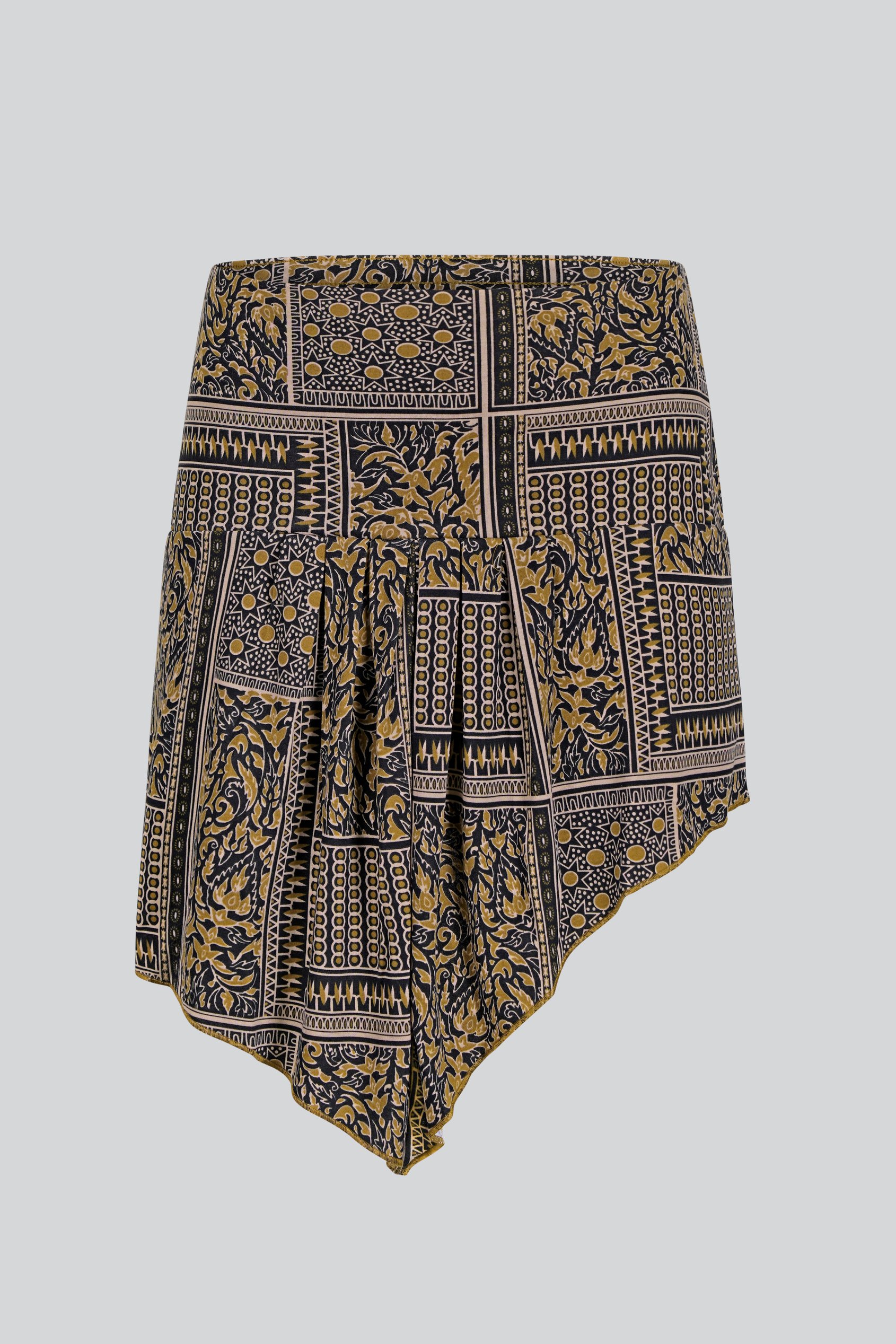 Asymmetric Printed Jersey Mini Skirt