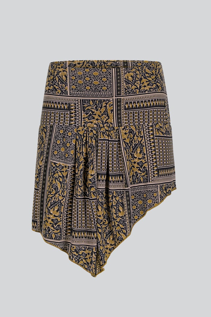 Asymmetric Printed Jersey Mini Skirt