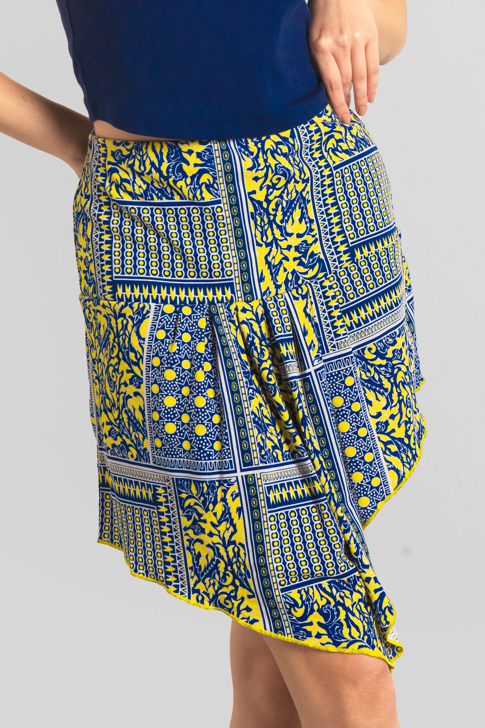 Asymmetric Printed Jersey Mini Skirt