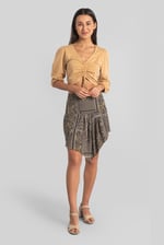 Asymmetric Printed Jersey Mini Skirt