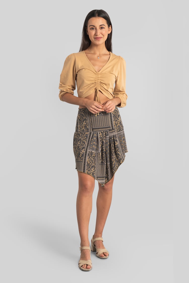 Asymmetric Printed Jersey Mini Skirt