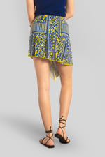 Asymmetric Printed Jersey Mini Skirt