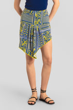 Asymmetric Printed Jersey Mini Skirt