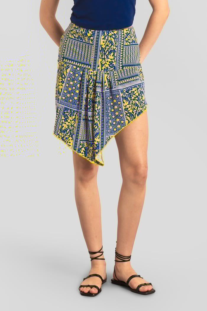 Asymmetric Printed Jersey Mini Skirt