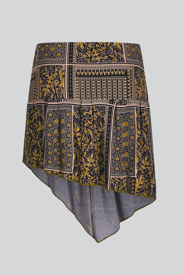 Asymmetric Printed Jersey Mini Skirt