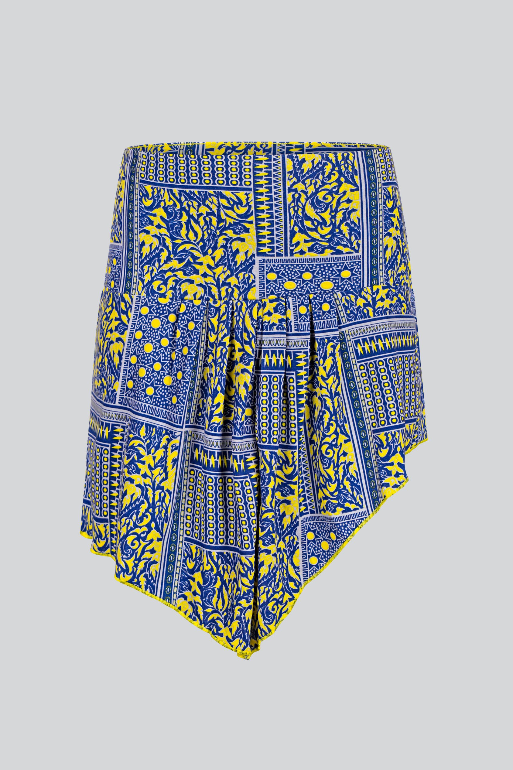 Asymmetric Printed Jersey Mini Skirt