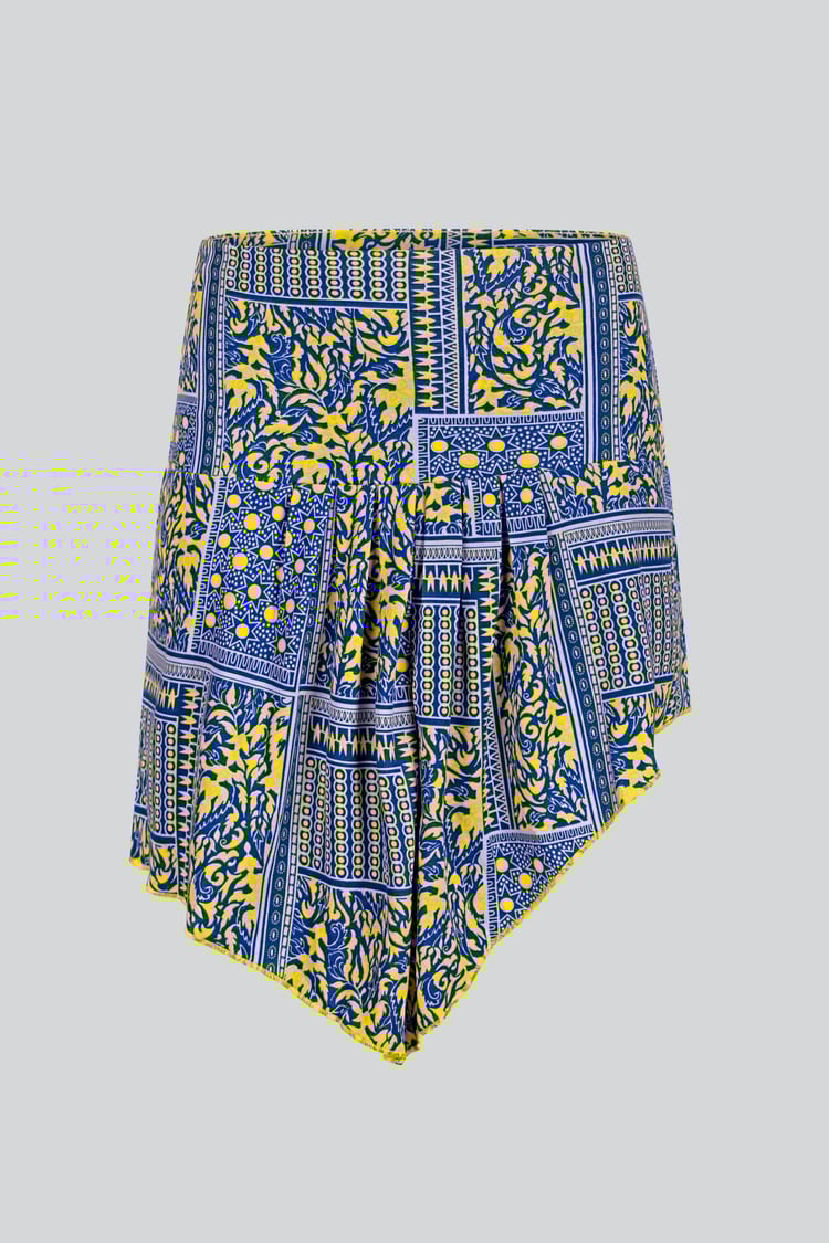 Asymmetric Printed Jersey Mini Skirt