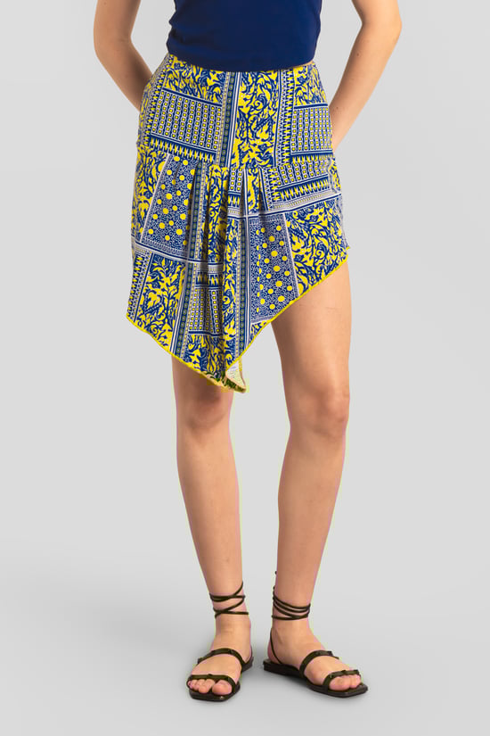 Asymmetric Printed Jersey Mini Skirt