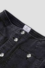 Washed Black Denim Midi Skirt