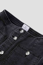 Washed Black Denim Midi Skirt