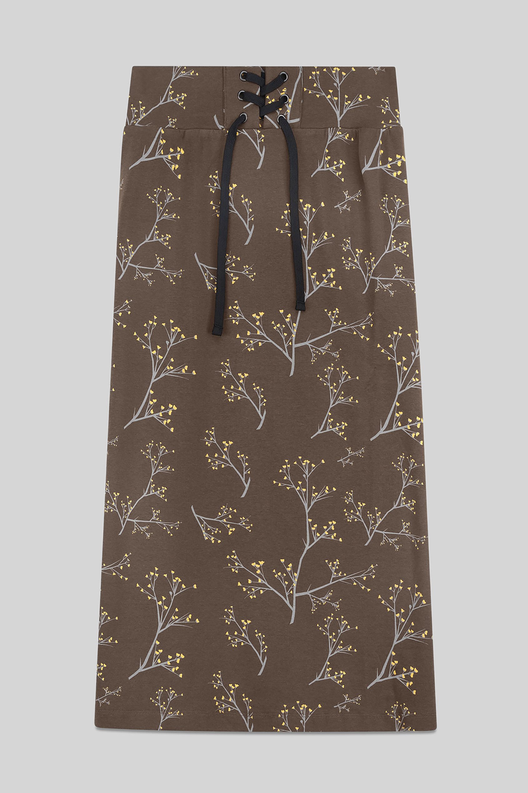 Women High Waist Lace Up A-Line Midi Skirt