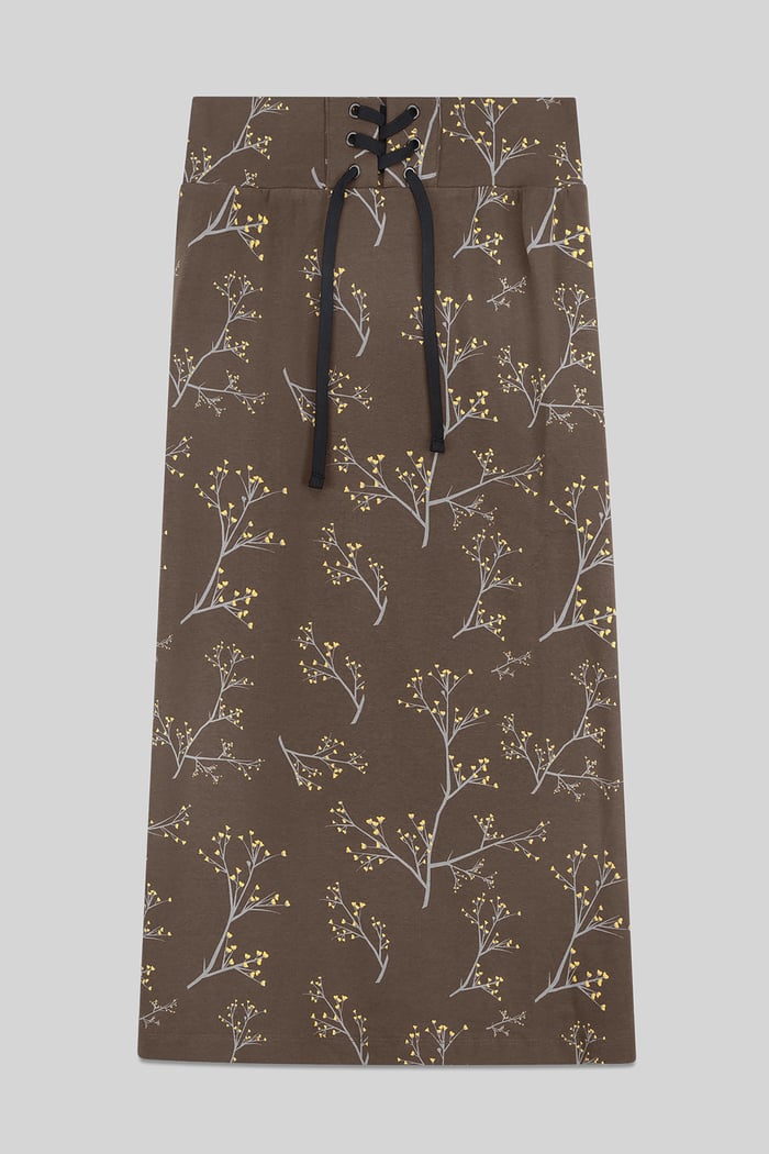 Women High Waist Lace Up A-Line Midi Skirt