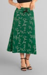 Women High Waist Lace Up A-Line Midi Skirt