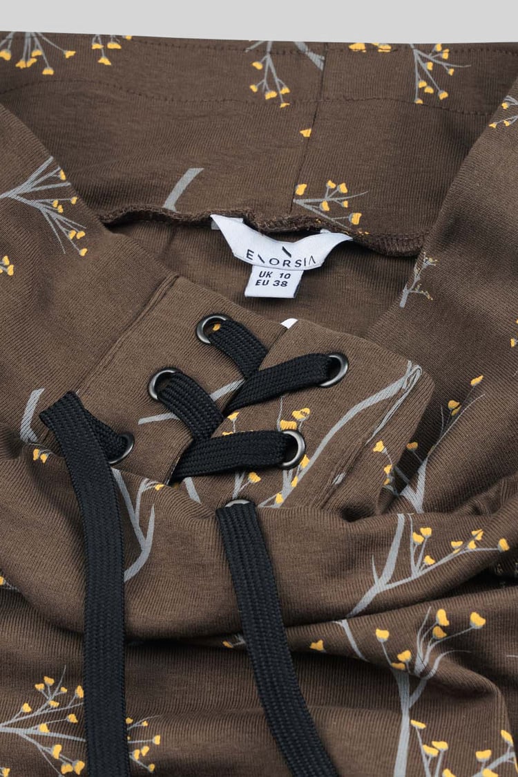 Women High Waist Lace Up A-Line Midi Skirt