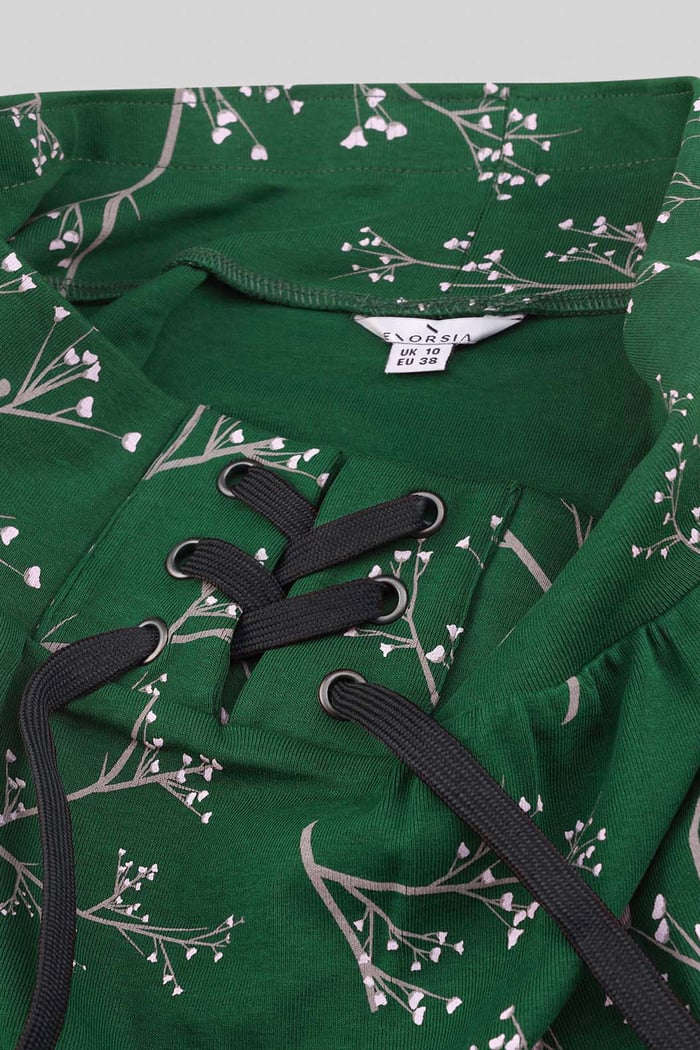 Women High Waist Lace Up A-Line Midi Skirt