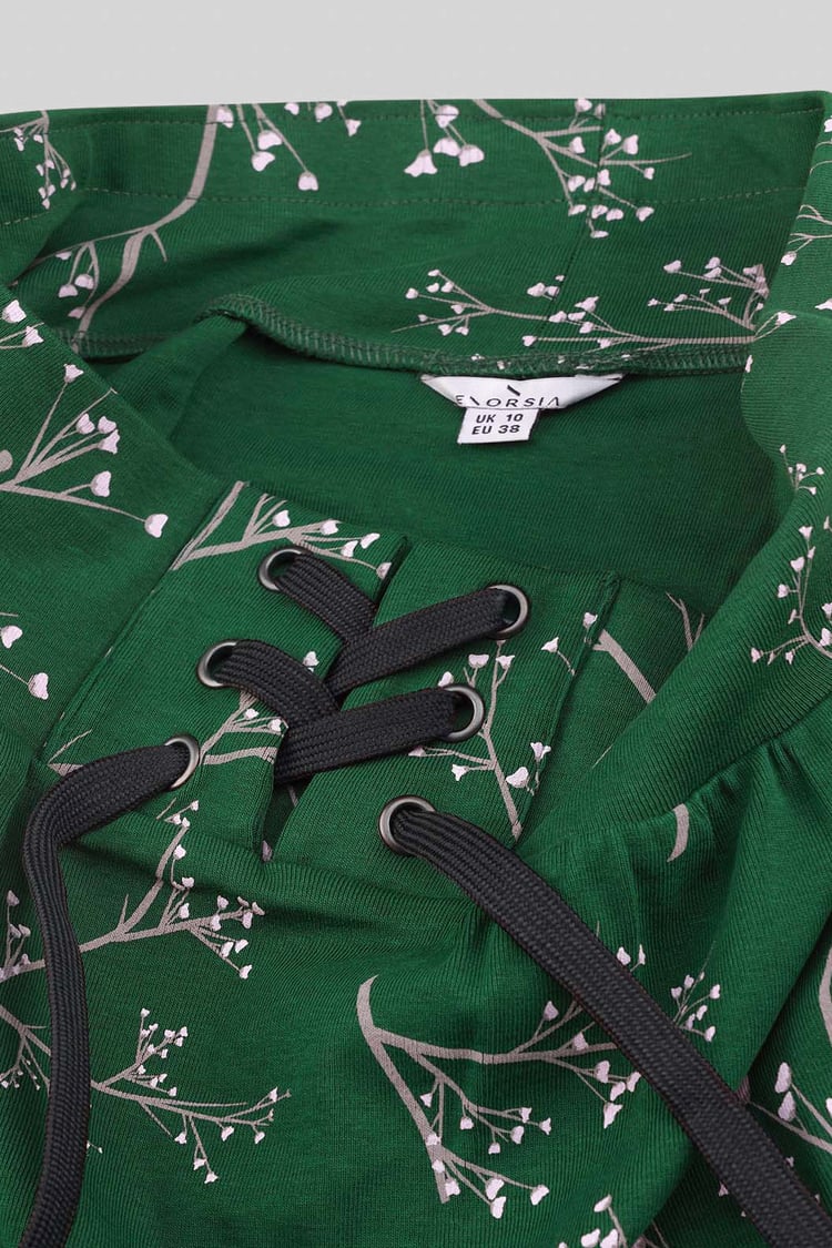 Women High Waist Lace Up A-Line Midi Skirt