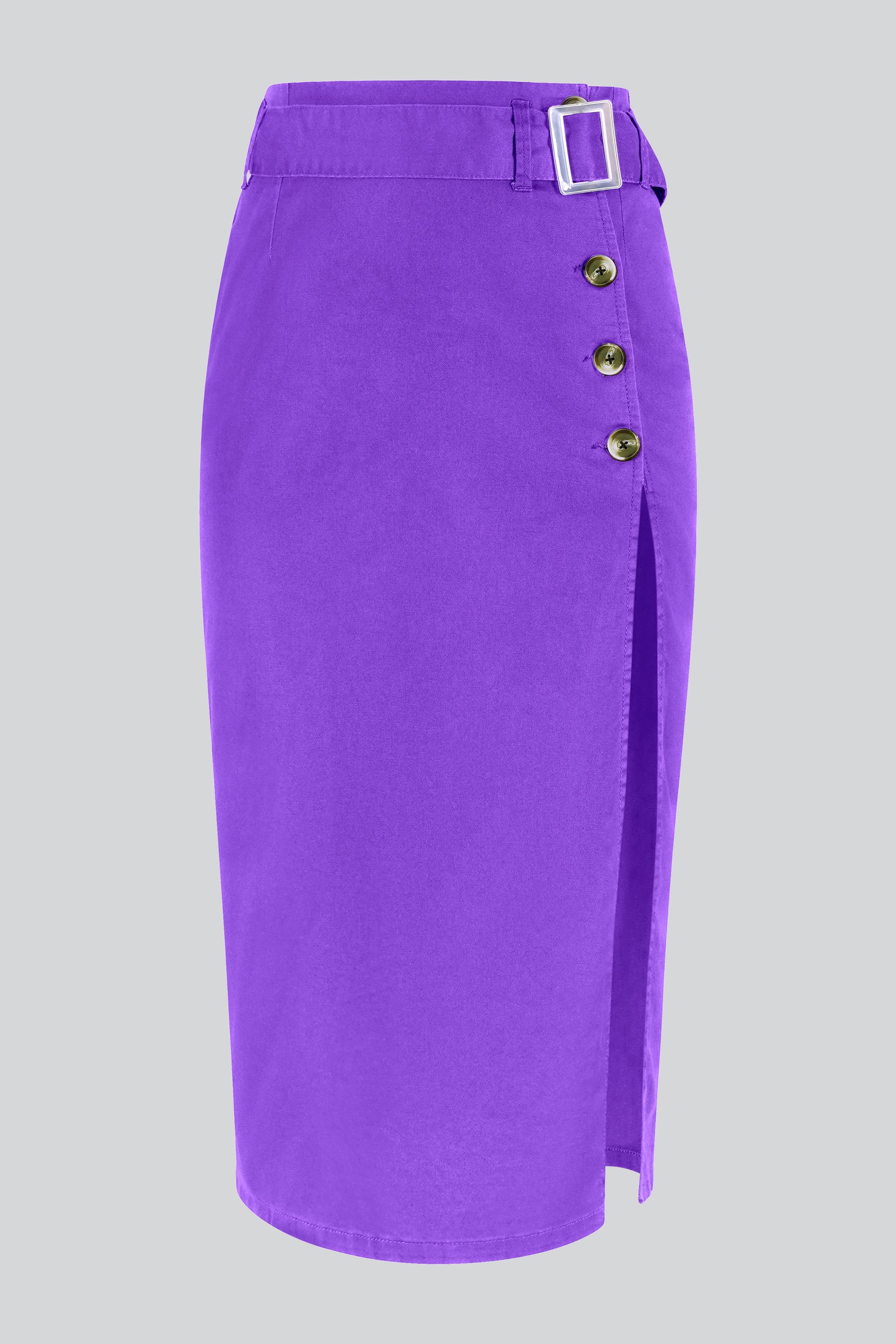 Button Detail Midaxi Skirt with Buckle Belt