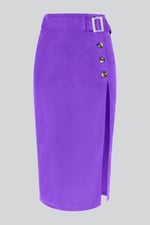 Button Detail Midaxi Skirt with Buckle Belt