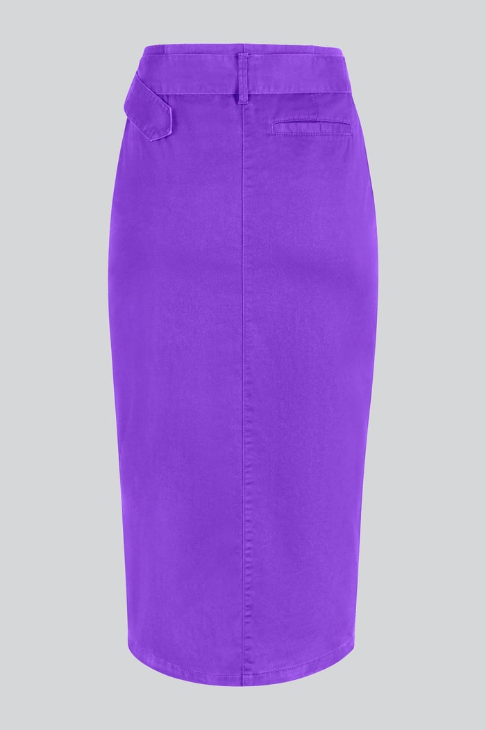 Button Detail Midaxi Skirt with Buckle Belt