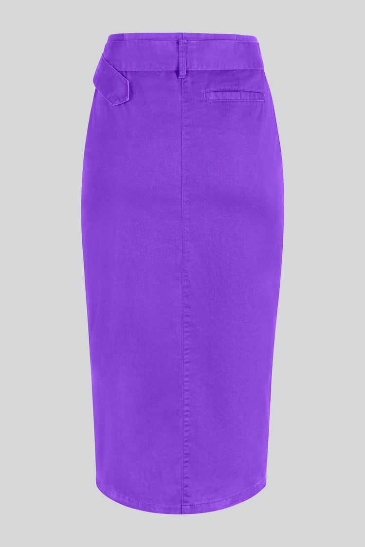 Button Detail Midaxi Skirt with Buckle Belt