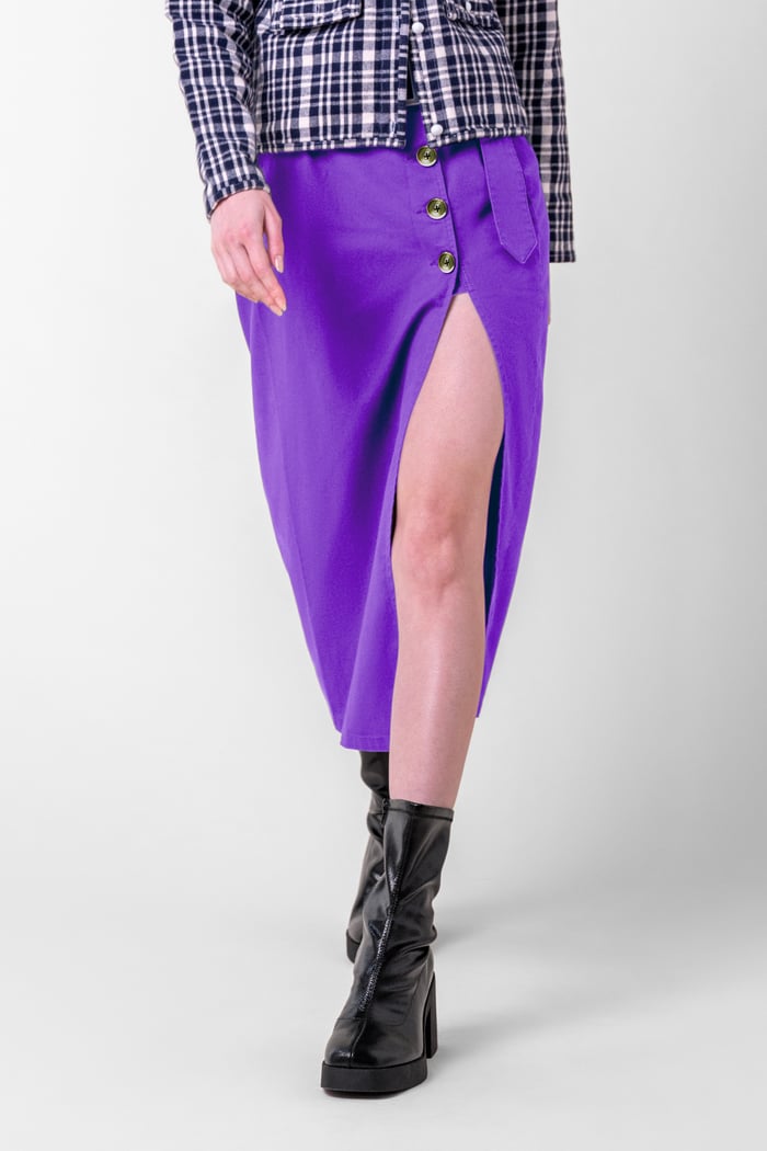 Button Detail Midaxi Skirt with Buckle Belt