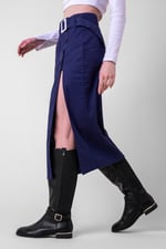 Button Detail Midaxi Skirt with Buckle Belt