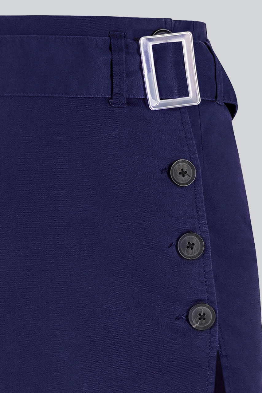 Button Detail Midaxi Skirt with Buckle Belt