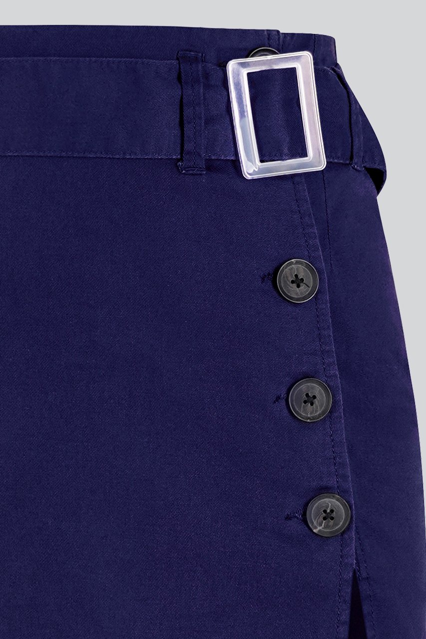 Button Detail Midaxi Skirt with Buckle Belt