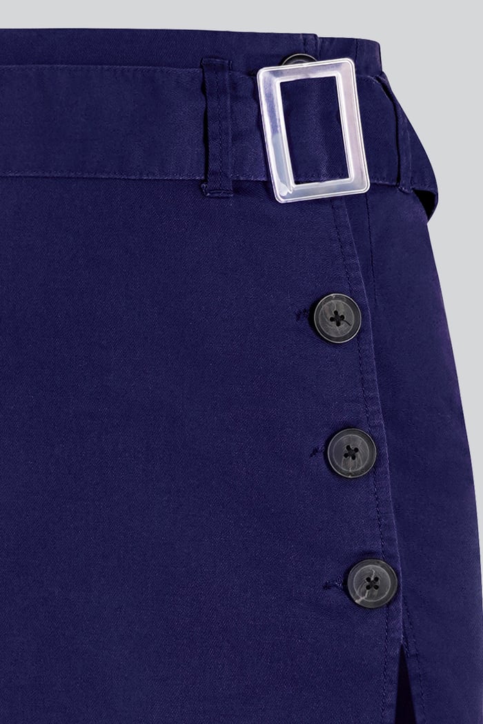 Button Detail Midaxi Skirt with Buckle Belt