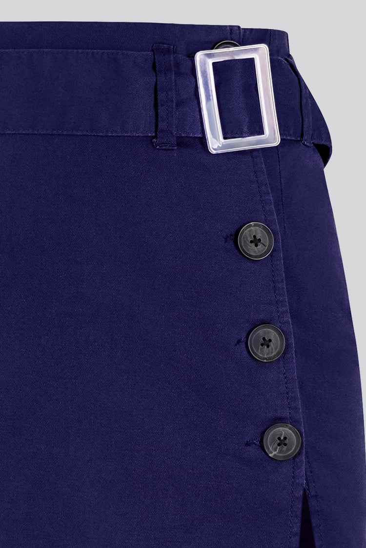 Button Detail Midaxi Skirt with Buckle Belt