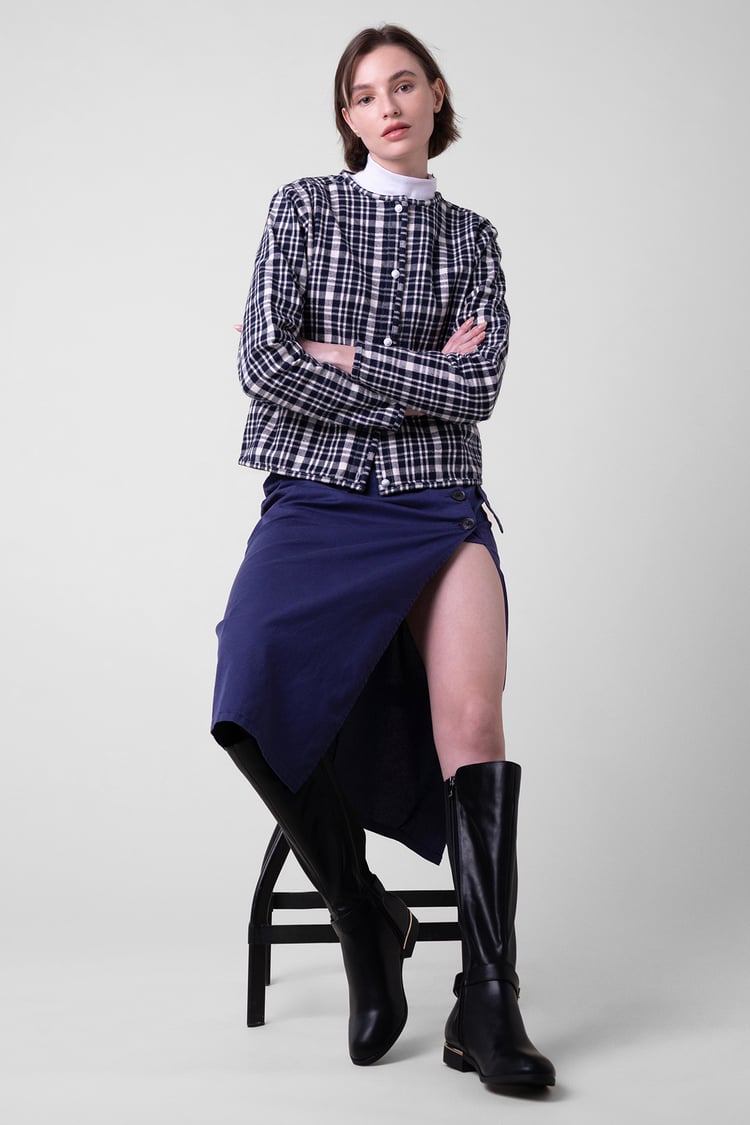 Button Detail Midaxi Skirt with Buckle Belt