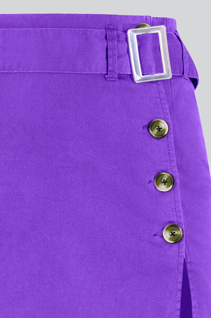 Button Detail Midaxi Skirt with Buckle Belt