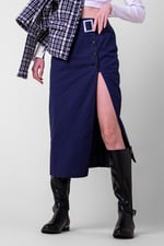 Button Detail Midaxi Skirt with Buckle Belt