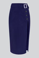 Button Detail Midaxi Skirt with Buckle Belt