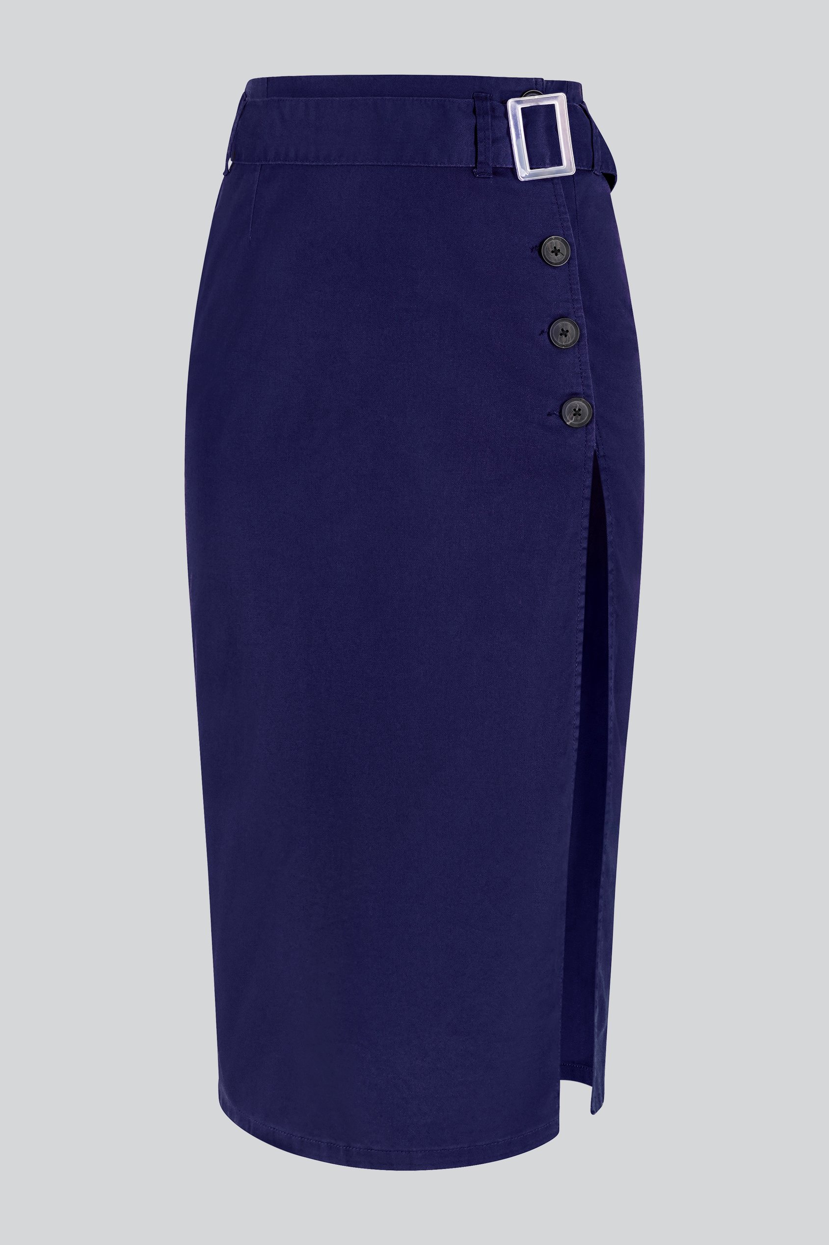 Button Detail Midaxi Skirt with Buckle Belt