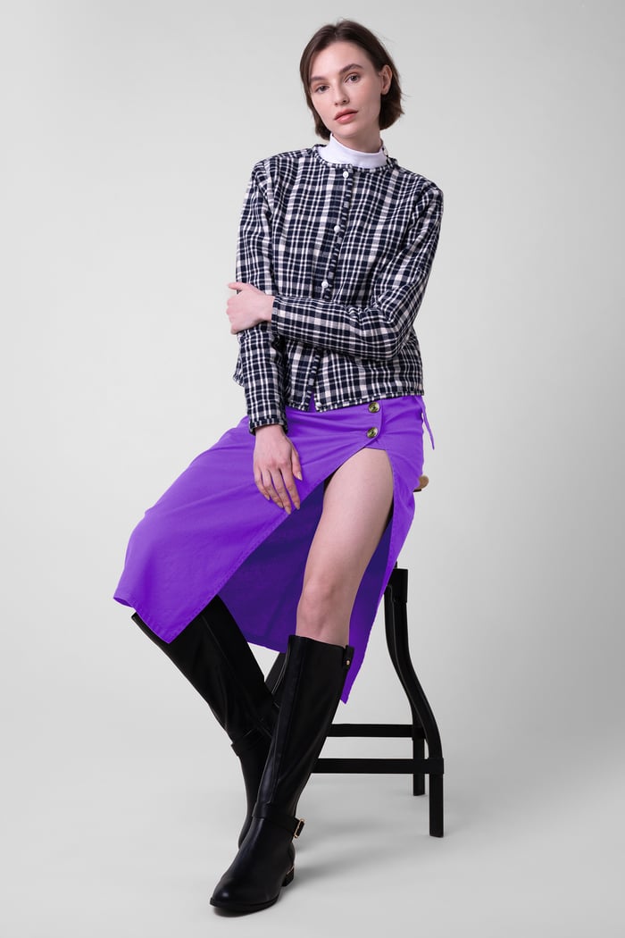 Button Detail Midaxi Skirt with Buckle Belt