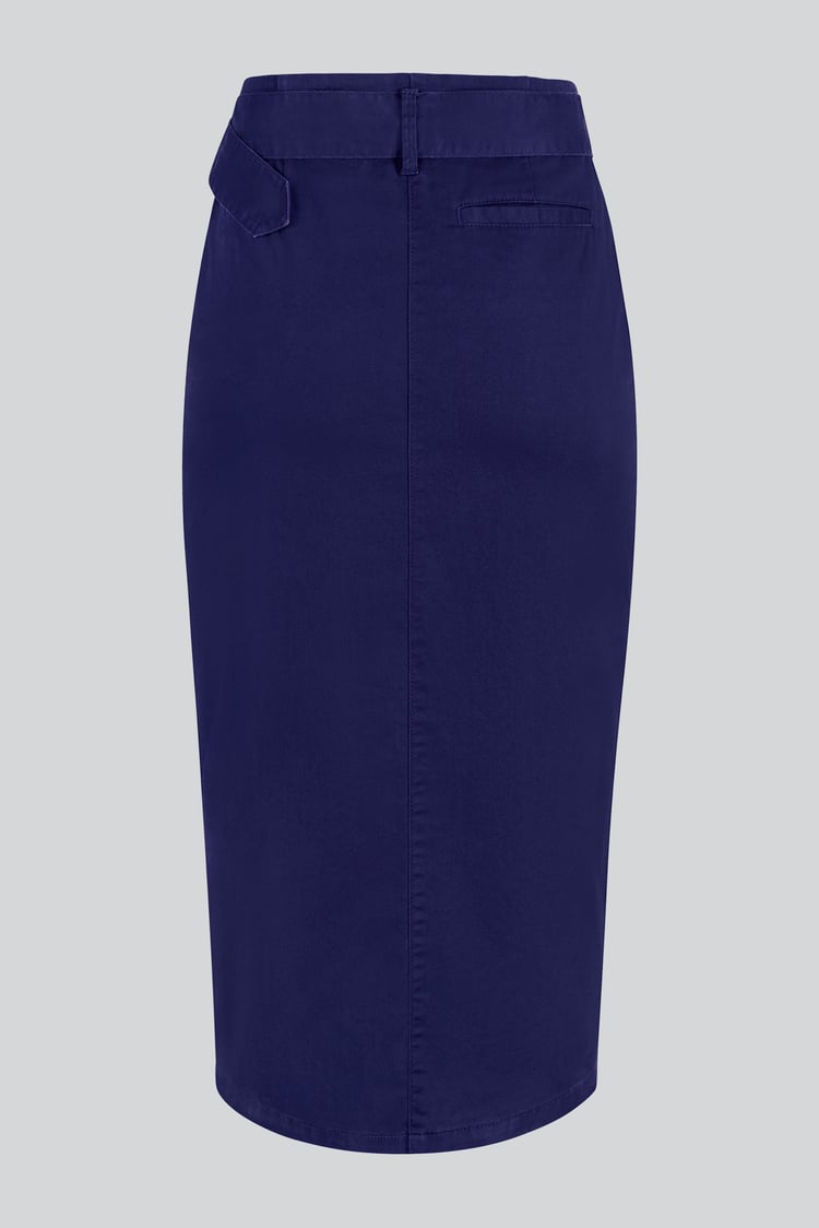 Button Detail Midaxi Skirt with Buckle Belt