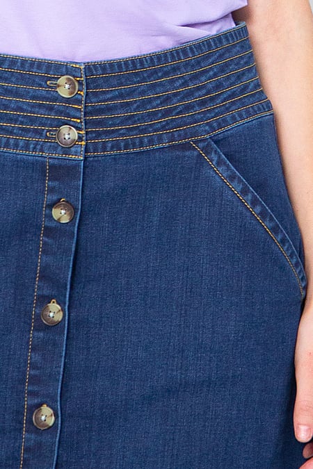 Deep Blue A-Line Midi Skirt