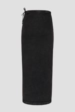 Black Denim Skirt With Asymmetric Lace Up Details