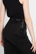 Black Denim Skirt With Asymmetric Lace Up Details