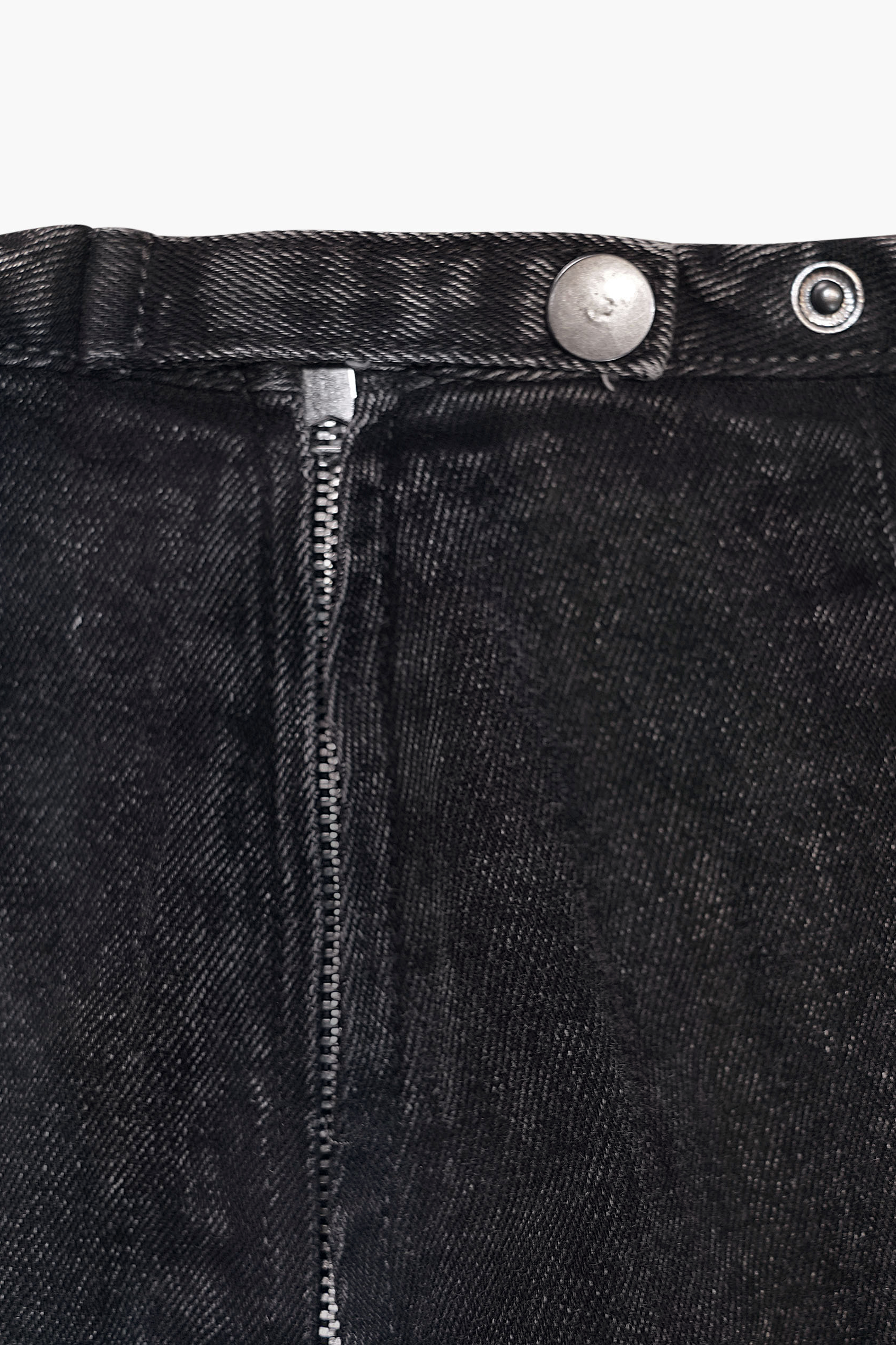 Black Denim Skirt With Asymmetric Lace Up Details