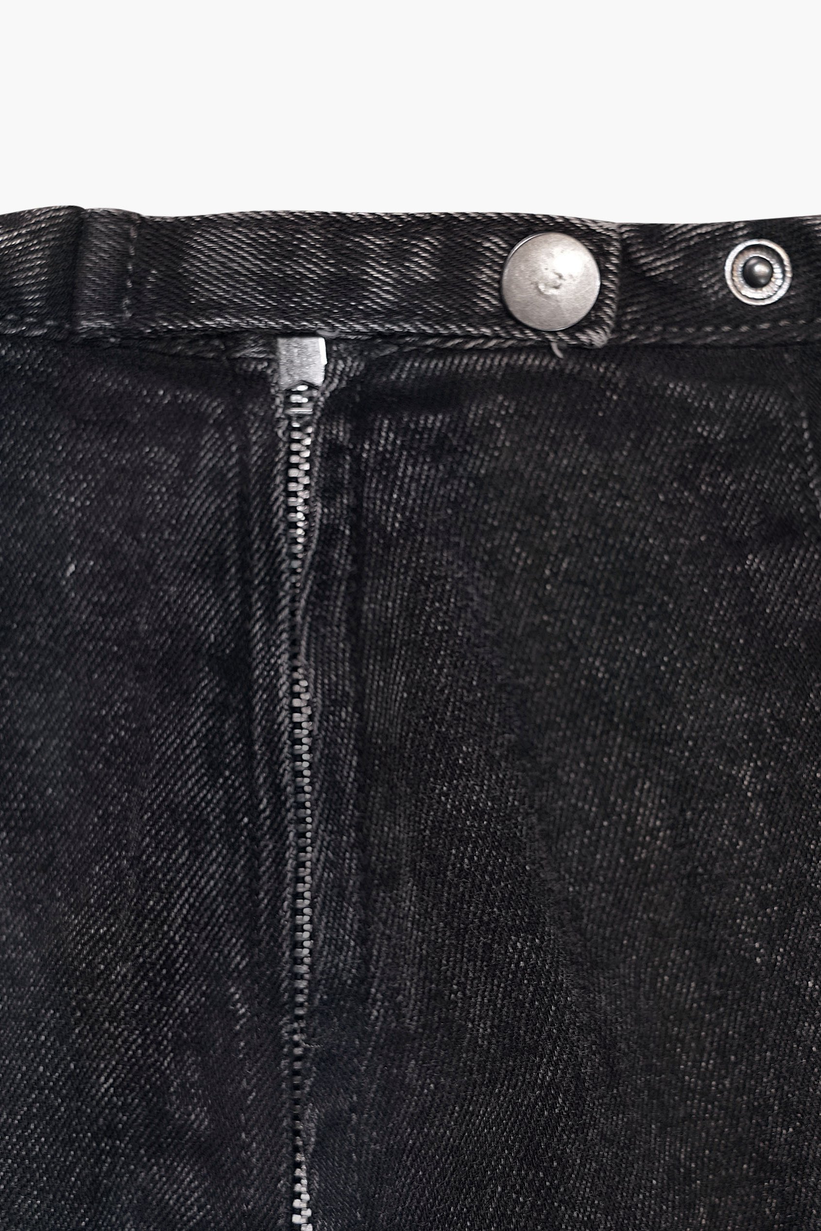 Black Denim Skirt With Asymmetric Lace Up Details