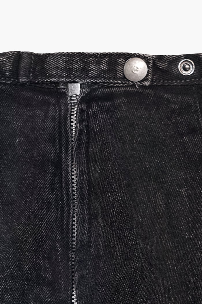 Black Denim Skirt With Asymmetric Lace Up Details