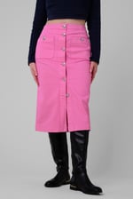 Coloured Denim Midi Skirt