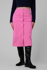 Coloured Denim Midi Skirt