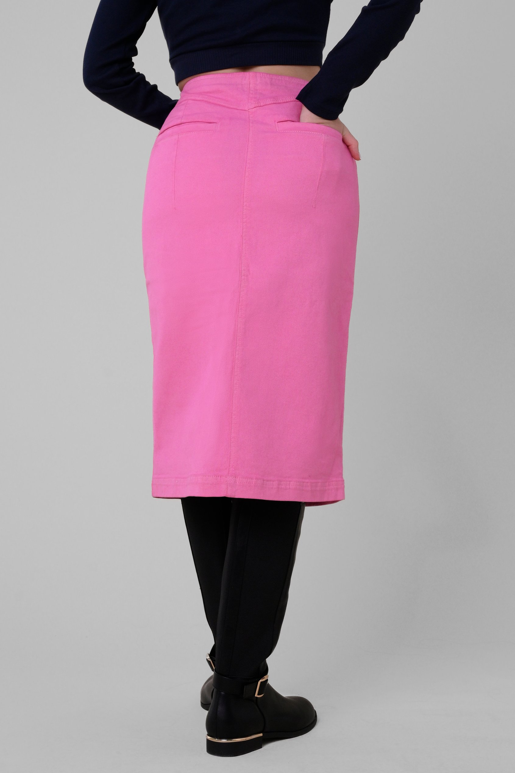 Coloured Denim Midi Skirt