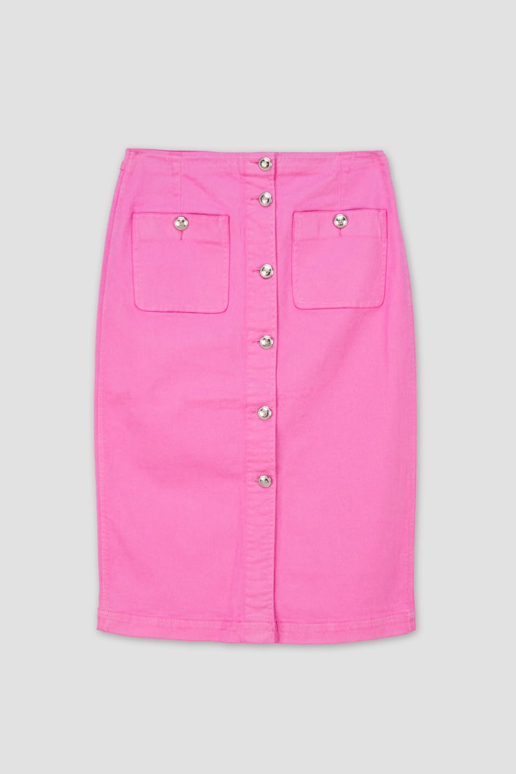 Coloured Denim Midi Skirt