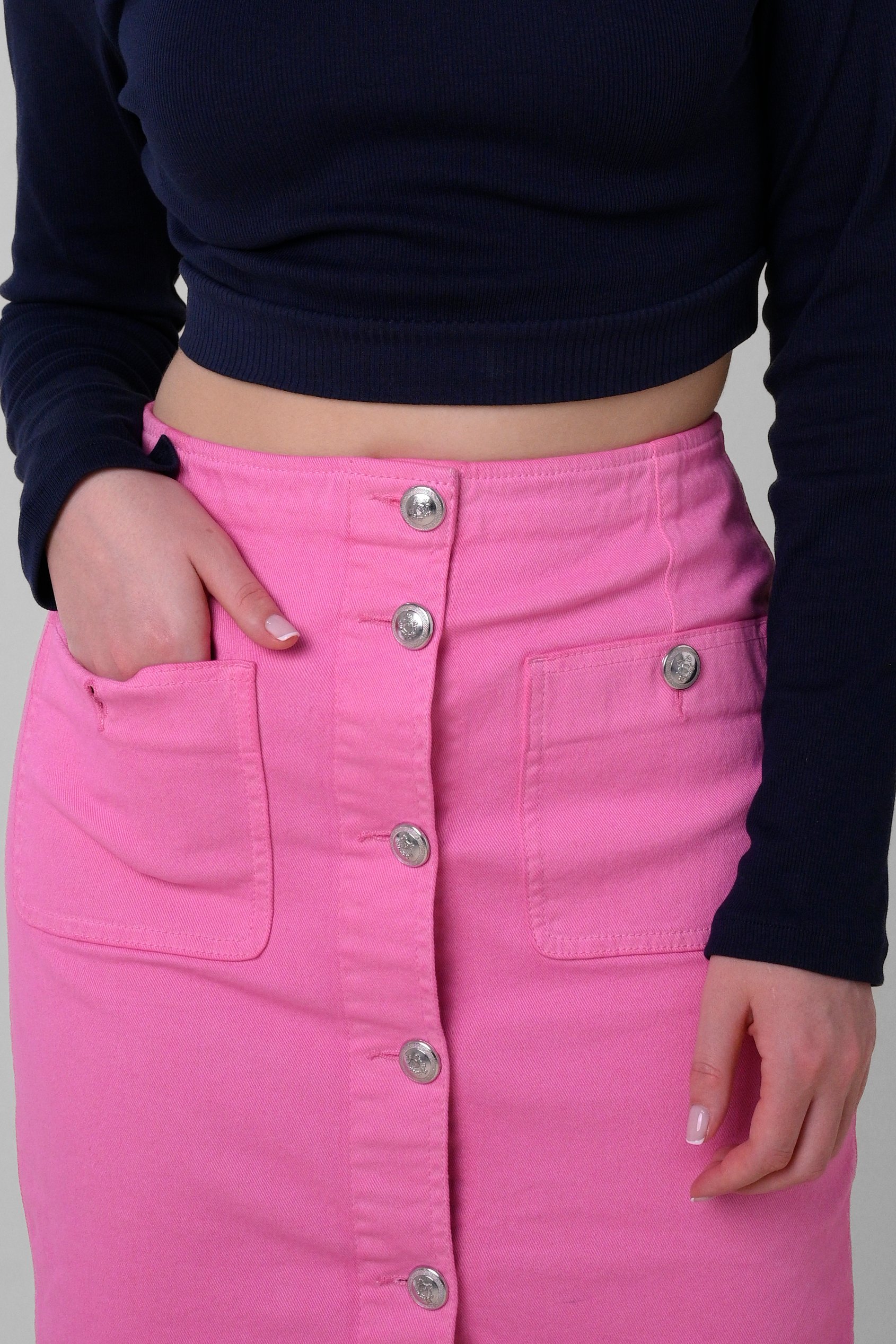 Coloured Denim Midi Skirt