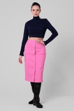 Coloured Denim Midi Skirt