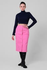 Coloured Denim Midi Skirt